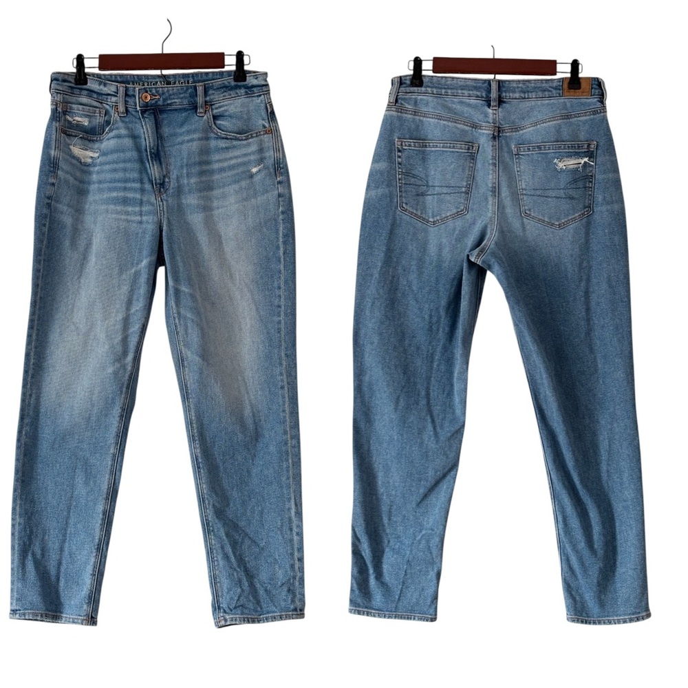 American Eagle Stretch Mom Jeans Regular Length Asymmetrical Zipper
